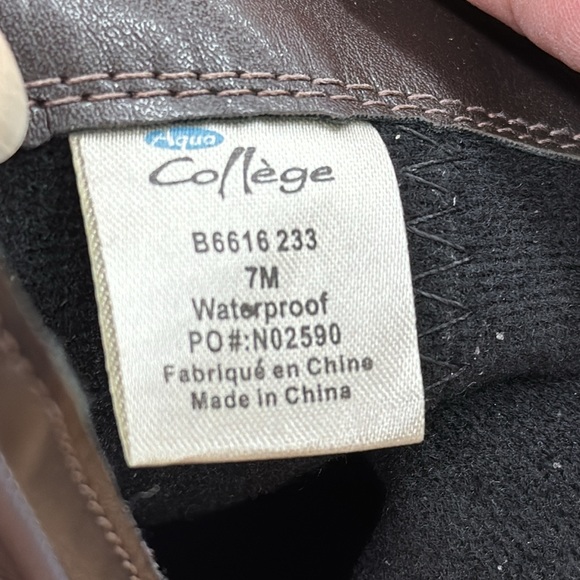 NWT Aqua College Womens KARLIE Boot Black White Leather Rubber Waterproof 7M - Picture 11 of 12